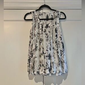 CLUB MONACO Silk Top, Sleeveless, Floral Print, Size XS